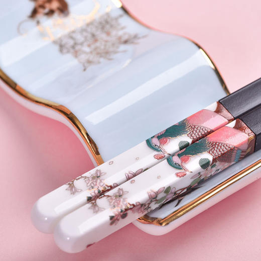 奥唯颐和园筷子家用 钛合金陶瓷防霉防滑耐高温套装百鸟朝凤 国潮礼品 商品图1