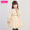 笛莎童装女童连衣裙2020冬季新款儿童小香风粗花呢女宝宝拼接纱裙 商品缩略图2