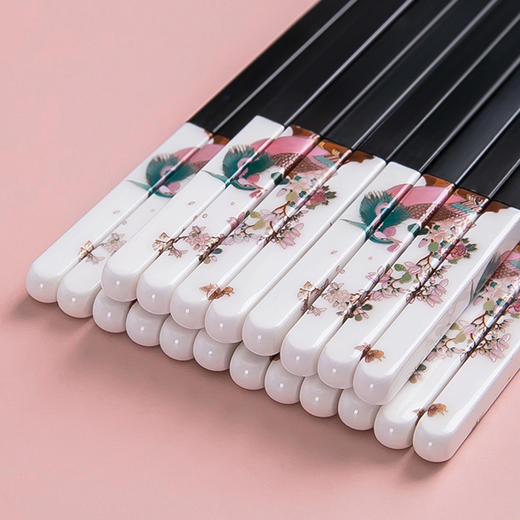 奥唯颐和园筷子家用 钛合金陶瓷防霉防滑耐高温套装百鸟朝凤 国潮礼品 商品图0