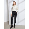 EITIE爱特爱冬季新款通勤显瘦百搭开叉中腰黑色小脚九分裤女6305014 商品缩略图1