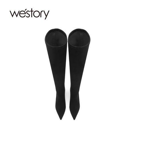 westory2020冬季新款尖头细跟长筒真皮时尚靴W20DI80381 商品图1