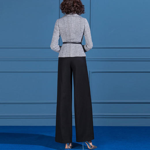 SSGS-T382时尚女神范减龄显瘦羊毛呢阔腿裤两件套 商品图3