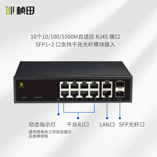 2光10电全千兆非POE网络交换机G1012L 商品图2