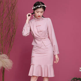 OY-20256中国气质女装套装秋装2020年新款上衣配鱼尾半裙洋气两件套