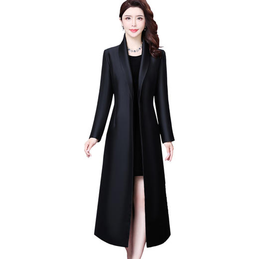 WXY-W-YH-F058秋新款西装领大码长款赫本风流行法式外套 商品图4