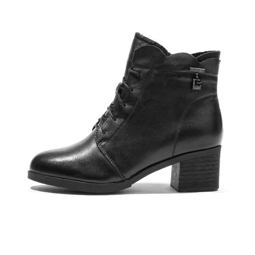 蔻度2020冬季新款荷叶口搭配俏丽系带舒适好穿粗跟小短靴1011