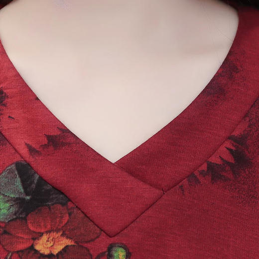 QYM-FL-20A699-Y新款时尚优雅气质修身加绒加厚印花连衣裙 商品图3