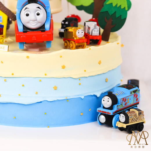 3460“森林托马斯小火车蛋糕”黄蓝抹边底（送男孩 小朋友 周岁） 商品图5