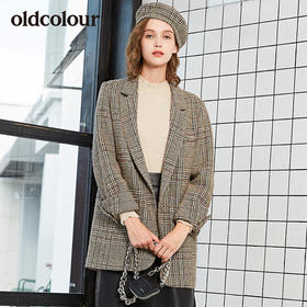 oldcolour冬季新品商场同款格子含羊毛西装外套女L42048240