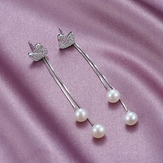 天鹅之晓-S925银珍珠耳钉【EM2032-XF】2010 商品图0