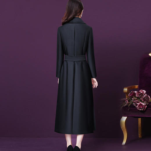 WXY-W-YH-F058秋新款西装领大码长款赫本风流行法式外套 商品图3