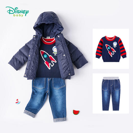 迪士尼(Disney)男女童加厚连帽羽绒服194S1282 商品图3