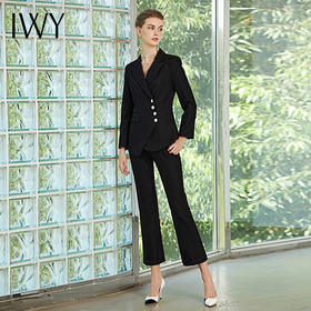 IWY/黑色长袖西装长裤套装C10407-B+P10407-B
