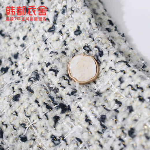 韩都衣舍2021春季新款女装小A版高腰粗花呢短款休闲裤OM83050茵 商品图2