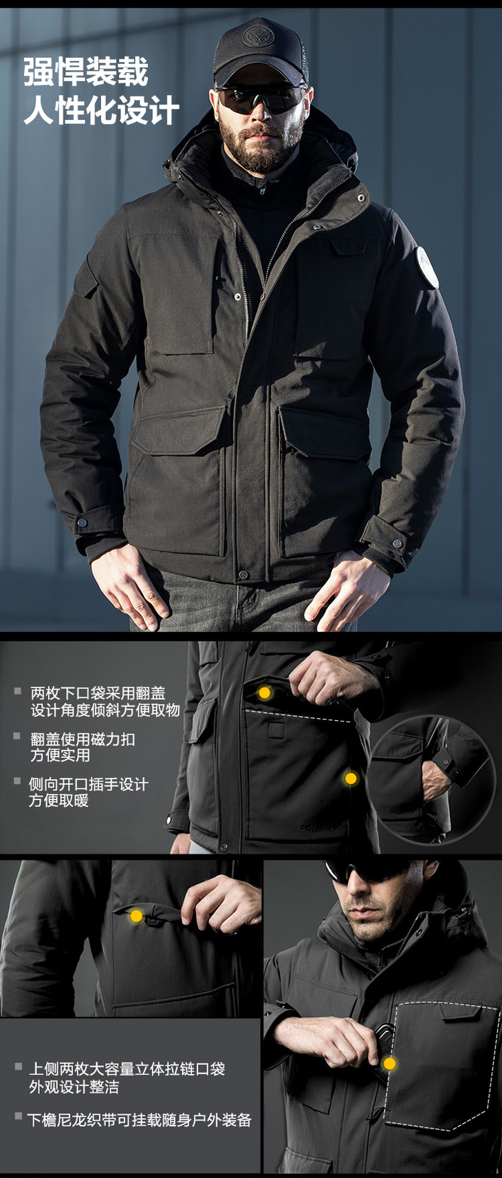 龙牙守护者重型战术防寒羽绒服 户外战术羽绒服男加厚
