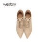 westory2020冬季新款真皮系带小牛皮时装靴高跟靴女W20DS80361 商品缩略图1
