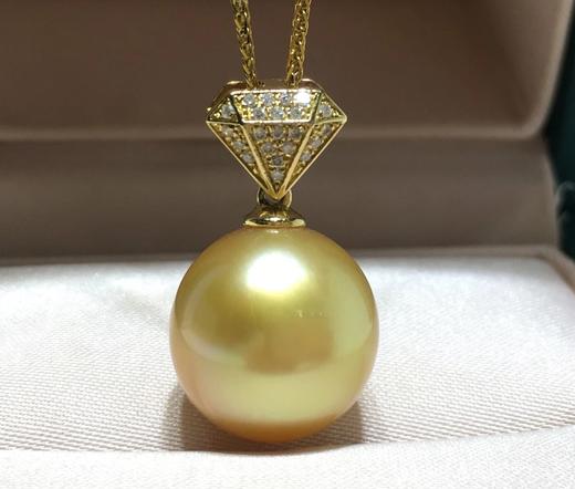 金珠吊坠特惠菲律宾珍珠吊坠18k金镶嵌钻石25粒0075ct1213mm近正圆
