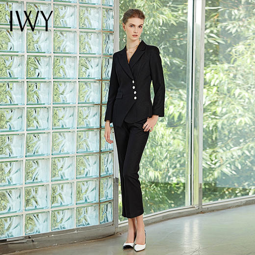 IWY/黑色长袖西装长裤套装C10407-B+P10407-B 商品图4
