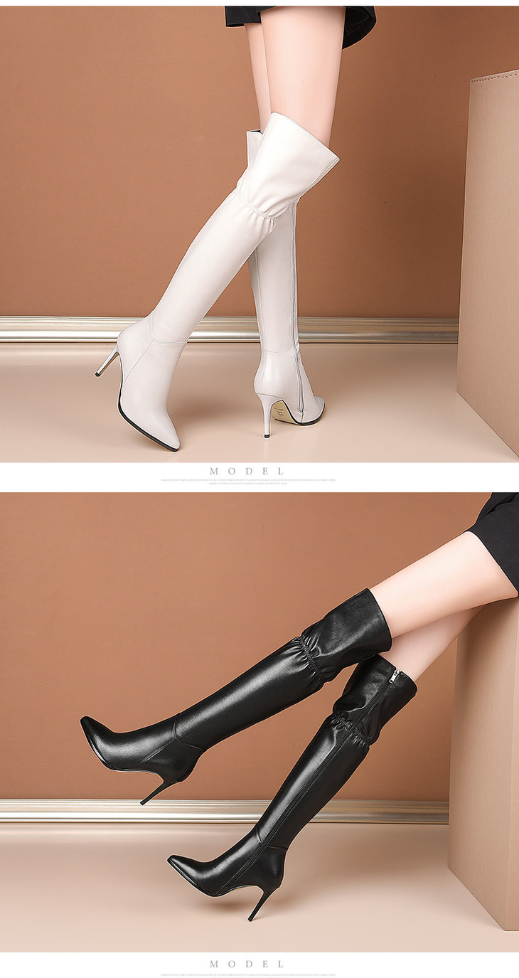 oldl9372尖头性感高跟长靴细跟高筒皮靴
