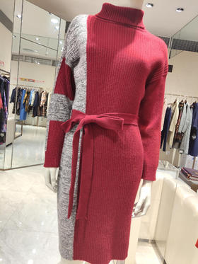 3ES5532--曙红色针织连衣裙--《冬季时尚系列》