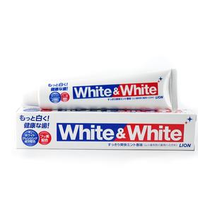 【限购1件】日本进口狮王网红white大白含氟亮白牙膏150g×2支