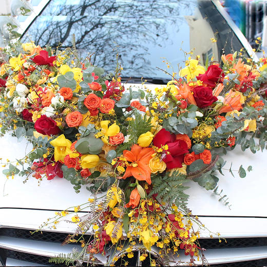 新郎新娘结婚接亲主婚车鲜花装饰搭配手捧花婚车花车花饰套餐结婚新人