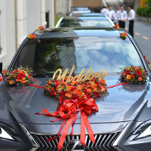 新郎新娘结婚接亲主婚车鲜花装饰搭配手捧花婚车花车花饰套餐结婚新人
