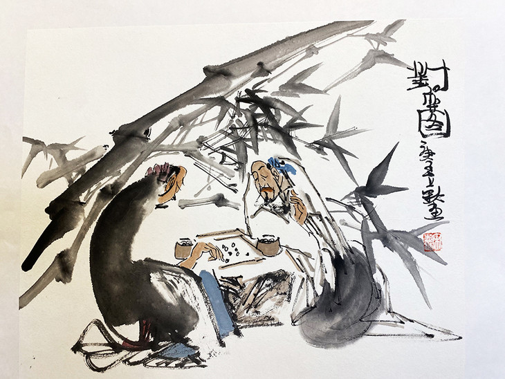 围棋书画 | 《对弈图》四张整套