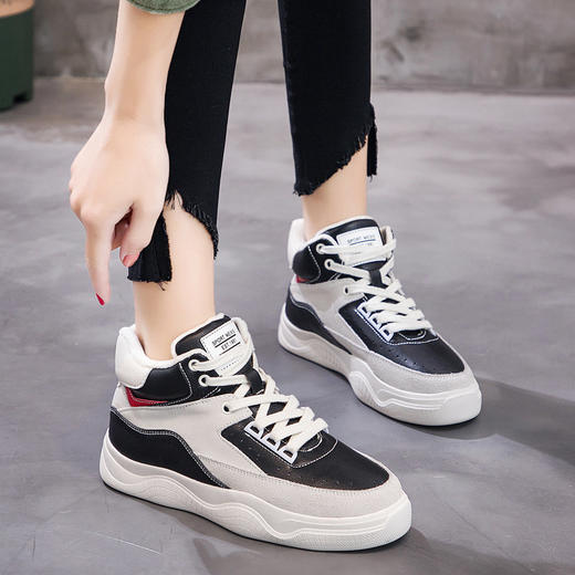 CB-8818秋冬季韩版高帮时尚板鞋原宿风加绒棉鞋休闲老爹鞋 商品图2