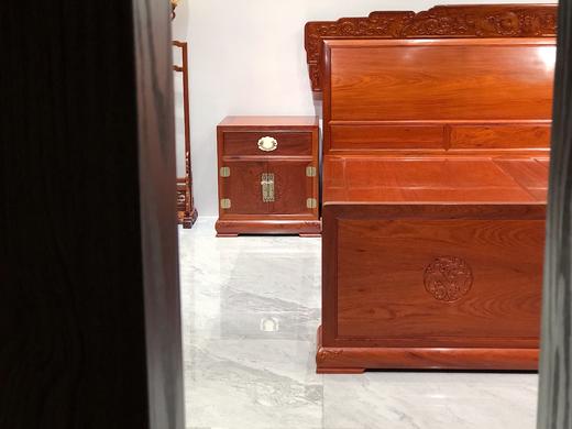 红桥红  家具严选  缅甸花梨（大果紫檀）  【220 螭龙弯背素面 高低床 三件套】 商品图2