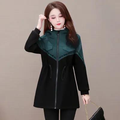 YWE-YB20A32空气层连帽风衣外套女中长款2020秋新款修身长袖气质减龄时尚大衣 商品图1