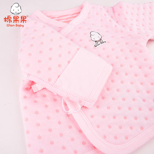 棉果果冬季内衣男童女童提花色织空气层偏襟上衣M401111620756 商品图4