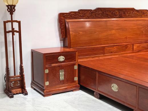 红桥红  家具严选  缅甸花梨（大果紫檀）  【220 螭龙弯背素面 高低床 三件套】 商品图3