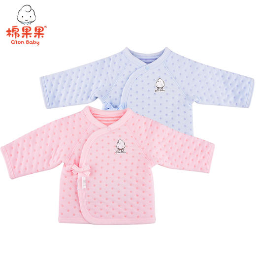 棉果果冬季内衣男童女童提花色织空气层偏襟上衣M401111620756 商品图0