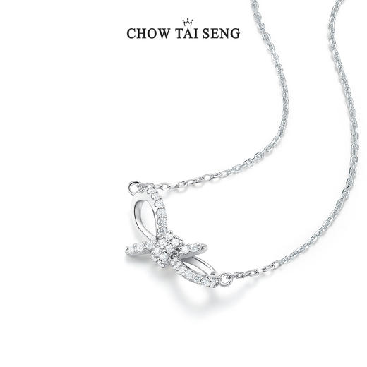 周大生银项链 s925蝴蝶结锁骨链 吊坠ins小众设计感s1pc0075xls1xxx0