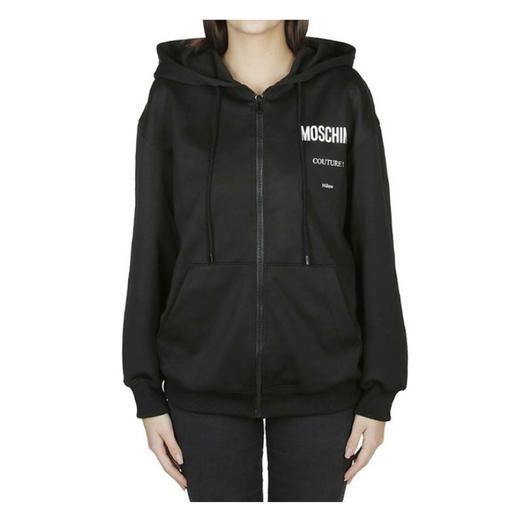 MOSCHINO 莫斯奇诺 抽绳 女性 连帽 胸标 女卫衣 黑色 1708 0529 2555 商品图0