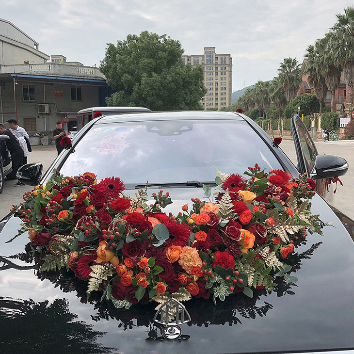 新郎新娘结婚接亲主婚车鲜花装饰搭配手捧花婚车花车花饰套餐结婚新人