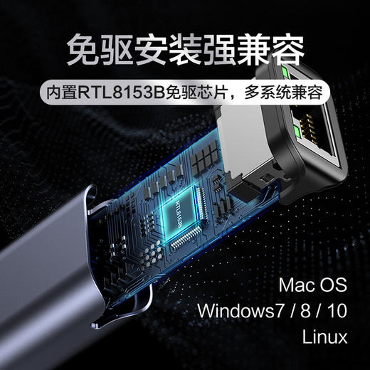 品胜 多口扩展坞Type-C&USB3.0转RJ45千兆有线网卡 2.5G网卡 外置网线转接口 千兆免驱动接口有线转换器 适用于苹果笔记本电脑 商品图1