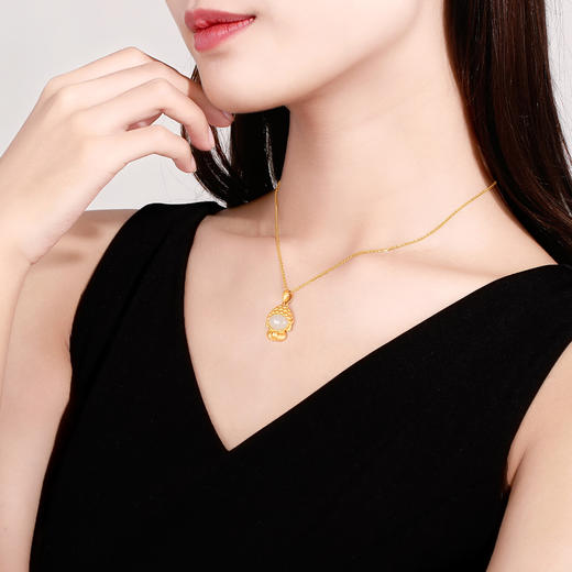 六鑫珠宝 Q萌无相小佛陀吊坠 S925银镀金 商品图4