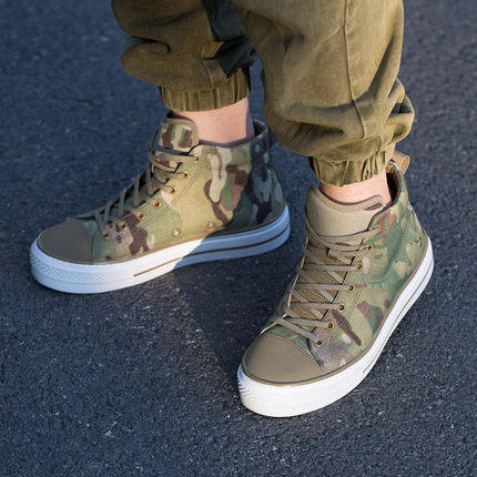 新品龙牙龙跃中帮战术帆布鞋男新款经典百搭板鞋 商品图1