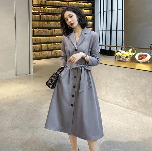 【服饰鞋包】女装时尚气质韩版修身风衣连衣裙女小香风裙子中长款 商品图1