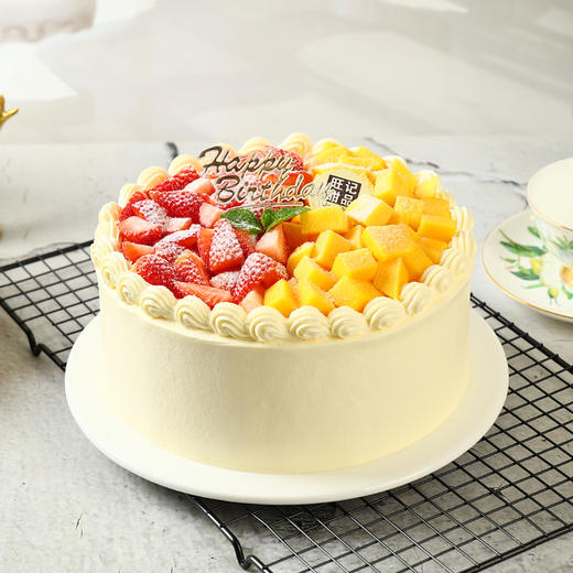 幸福滋味-草莓芒果双拼，纯进口动物奶油蛋糕【惠州】 商品图2