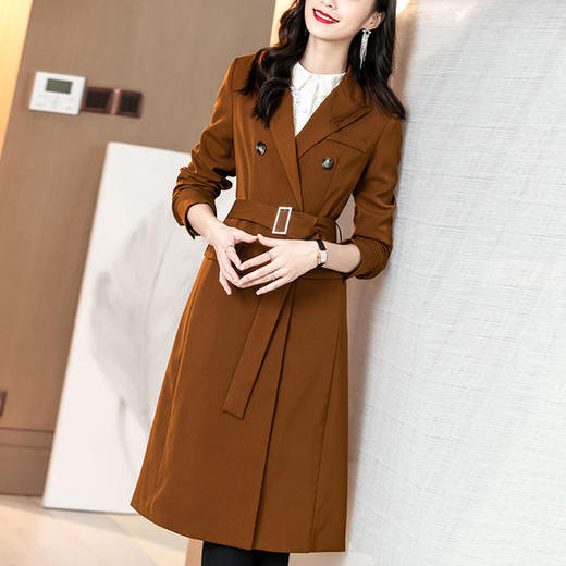 SP-092355时尚翻领长袖气质百搭中长款时髦大衣外套 商品图0