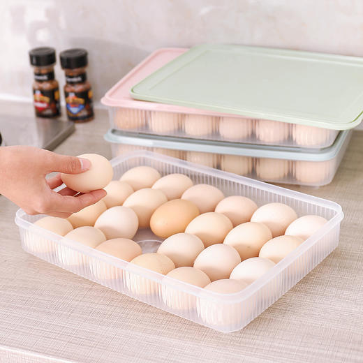 【鸡蛋24格保鲜盒】厨房带盖防尘食物收纳盒 冰箱鸡蛋收纳保鲜盒24格鸡蛋格蛋托 商品图0