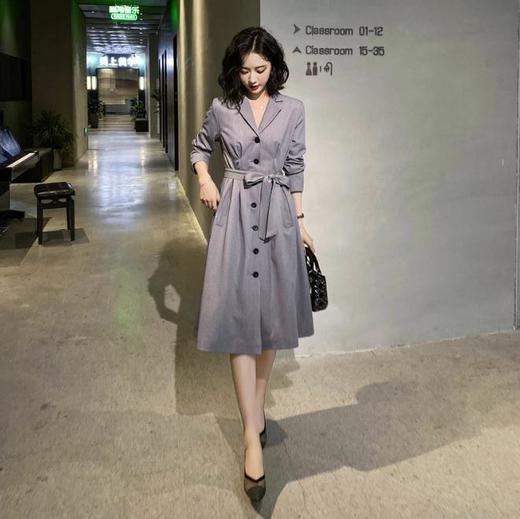 【服饰鞋包】女装时尚气质韩版修身风衣连衣裙女小香风裙子中长款 商品图2