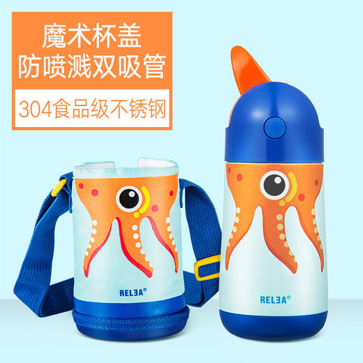 【物生物飞鸟儿童保温杯带吸管】居家日用水杯可爱便携水壶不锈钢杯套 商品图5