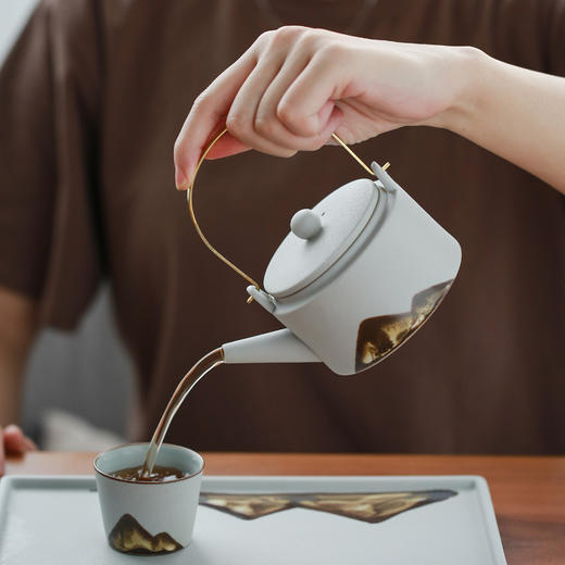 【远山日式提梁壶功夫茶具】简约居家日用手绘禅意陶瓷茶壶礼盒套装 商品图3