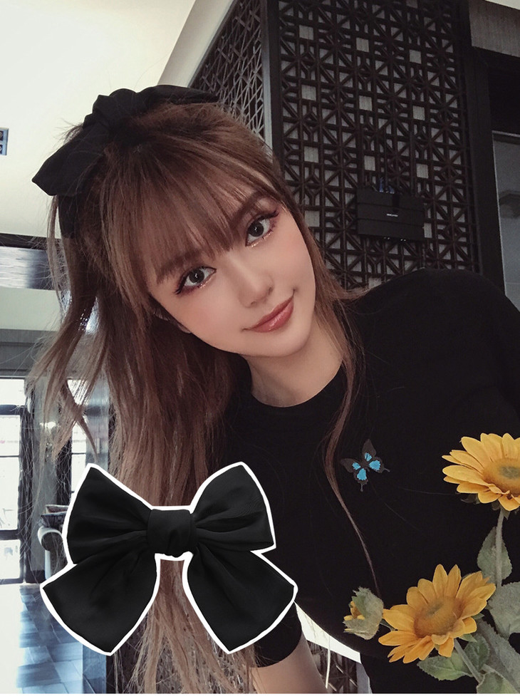 周扬青网红同款大蝴蝶结发夹日系少女后脑勺发卡弹簧夹ins发饰