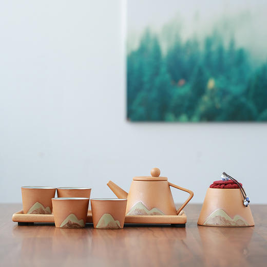 【远山日式提梁壶功夫茶具】简约居家日用手绘禅意陶瓷茶壶礼盒套装 商品图8