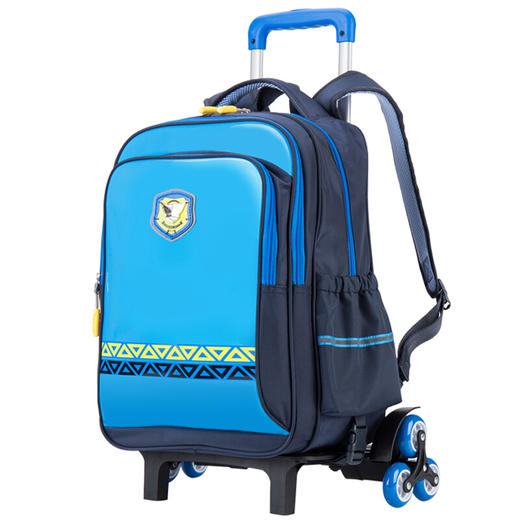 1-6年级卡拉羊小学生拉杆书包儿童6轮可爬楼梯可拆卸减负背包CX8454冰海蓝KLY 商品图0